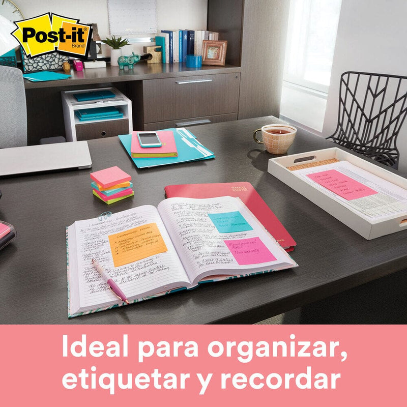 Nota Adhesiva 653 100 Hojas X 4 Un Neón OFICINA Y LIBRERIA POST IT 