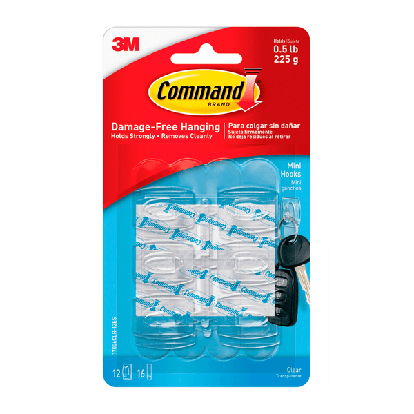 Gancho Mini Transparente Command 6 Un OFICINA Y LIBRERIA 3M 