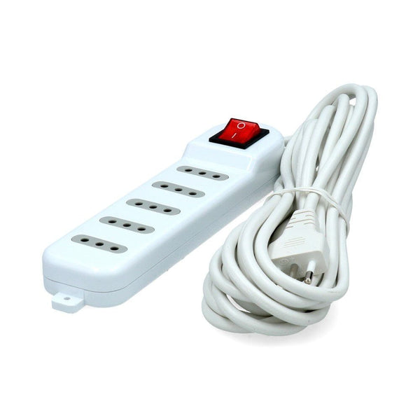 Alargador Eléctrico 5 Posiciones Con Switch 5 Mt Blanco TECNOLOGÍA MACROTEL 