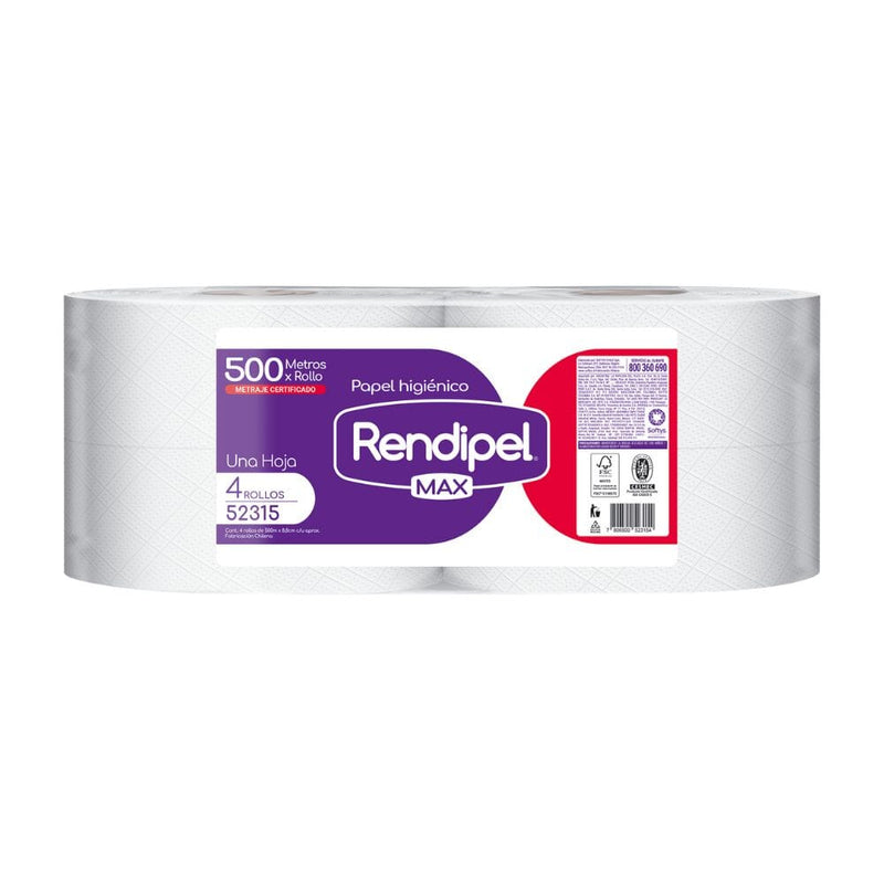 Papel Higiénico Uh 500 Mt 4 Rollos PAPEL TISSUE RENDIPEL MAX 