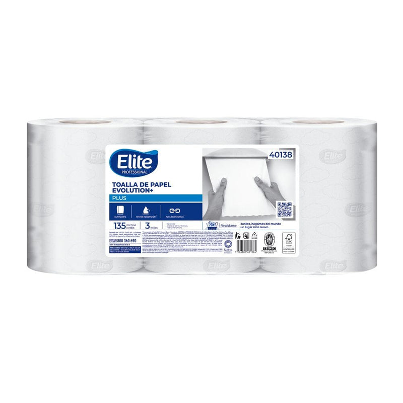 Toalla Plus Evolution Hoja Simple 135 X 3 PAPEL TISSUE ELITE PROFESSIONAL 