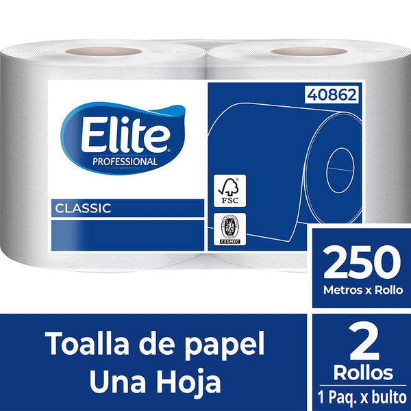 Toalla Classic Una Hoja 250 Mts X2 PAPEL TISSUE ELITE PROFESSIONAL 