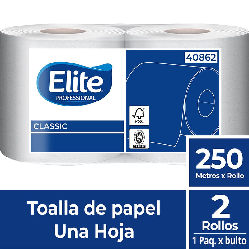 Toalla Classic Una Hoja 250 Mts X2 PAPEL TISSUE ELITE PROFESSIONAL 