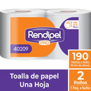 Toalla Una Hoja 190 Mts X 2 PAPEL TISSUE RENDIPEL PRO 