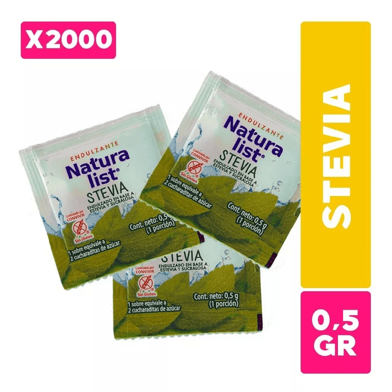 Endulzante En Polvo Stevia 2000 Sobres NATURA LIST 