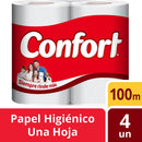 Papel Higiénico Hoja Simple 4 Rollos 100 Mt PAPEL TISSUE CONFORT 