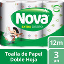 Toalla Papel Extra 3 Rollos x 12 Mt PAPEL TISSUE NOVA 
