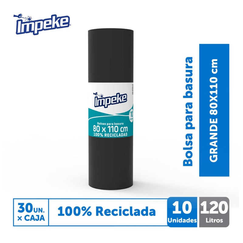 Bolsa Basura Rollo 80x110 10 Un ASEO Y LIMPIEZA IMPEKE 
