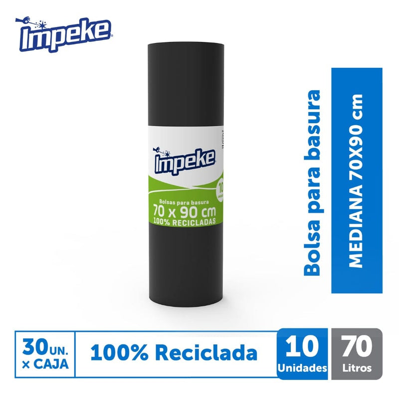 Bolsa Basura Rollo 70x90 10 Un ASEO Y LIMPIEZA IMPEKE 
