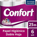 Papel Higiénico Doble Hoja 6 Rollos x 25 Mt PAPEL TISSUE CONFORT 
