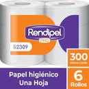 Papel Higiénico Hoja Simple 300 Mt 6 Rollos PAPEL TISSUE RENDIPEL PRO 