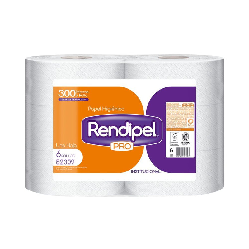 Papel Higiénico Hoja Simple 300 Mt 6 Rollos PAPEL TISSUE RENDIPEL PRO 