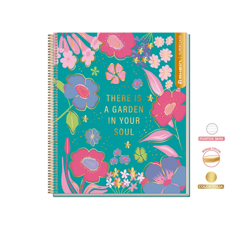 Cuaderno Super Class 1/2 Oficio Flowers 120 Hojas OFICINA Y LIBRERIA RHEIN 