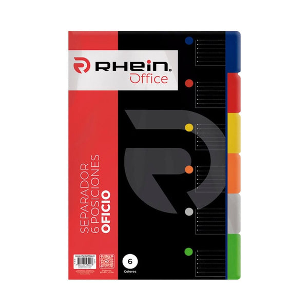 Separador Oficio 6 Posiciones Vinil Colores OFICINA Y LIBRERIA RHEIN 