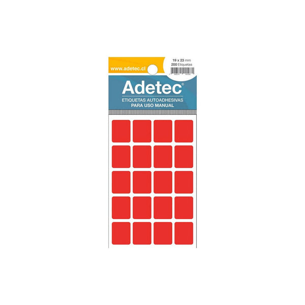 Etiqueta Color Roja 19x23 mm 200 Un ADETEC 
