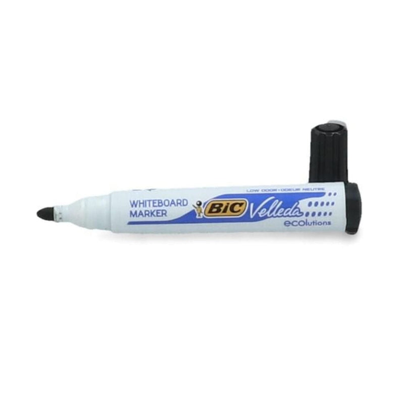 Marcador Pizarra Desechable Punta Redonda Vellada Negro OFICINA Y LIBRERIA BIC 