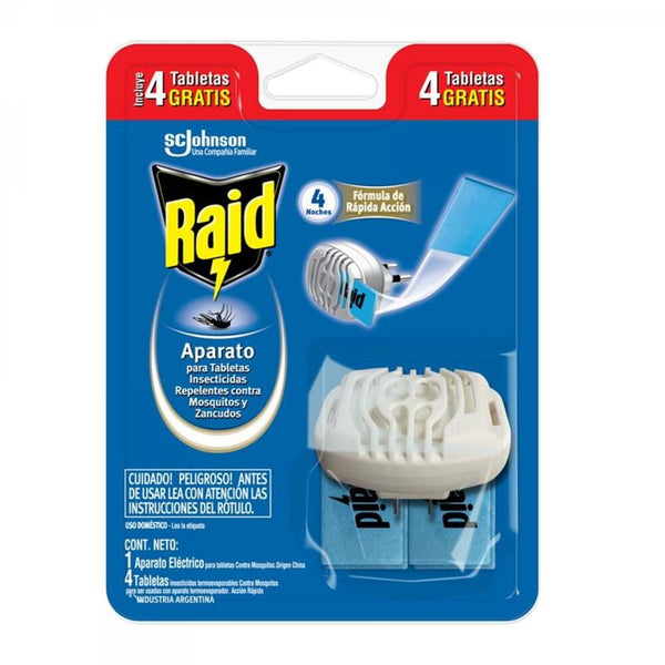 Insecticida Electrico Aparato + 4 Repuesto Zancudos ASEO Y LIMPIEZA RAID 