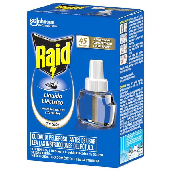 Insecticida Electrico Liquido 32.9 Cc Repuesto Mosquitos Y Zancudos ASEO Y LIMPIEZA RAID 
