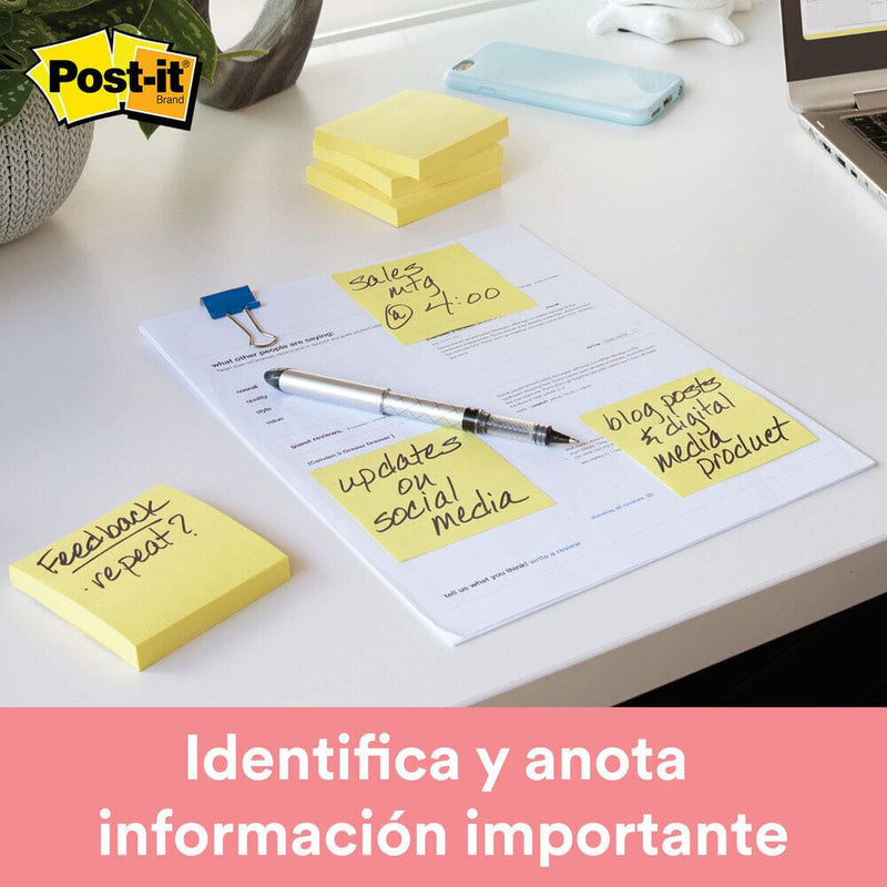 Nota Adhesiva Amarillo 7.6 X 7.6 cm 654 Block 1 Un X 100 Hojas OFICINA Y LIBRERIA 3M 