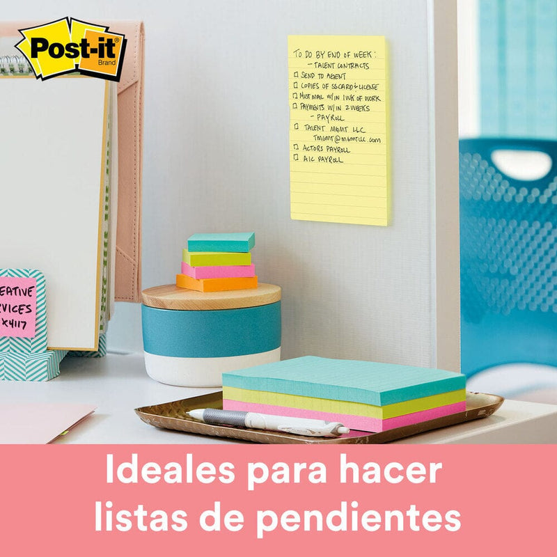 Nota Adhesiva Lineado Amarillo 660 Block 9.8 X 14.9 cm 1 Un X 100 Hojas OFICINA Y LIBRERIA 3M 