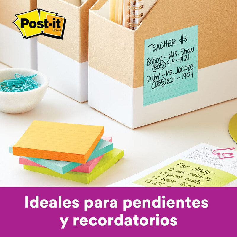 Nota Adhesiva 1 Un X 100 Hojas 10 X 10 Cm Super Adhesivas Color Surtido OFICINA Y LIBRERIA 3M 