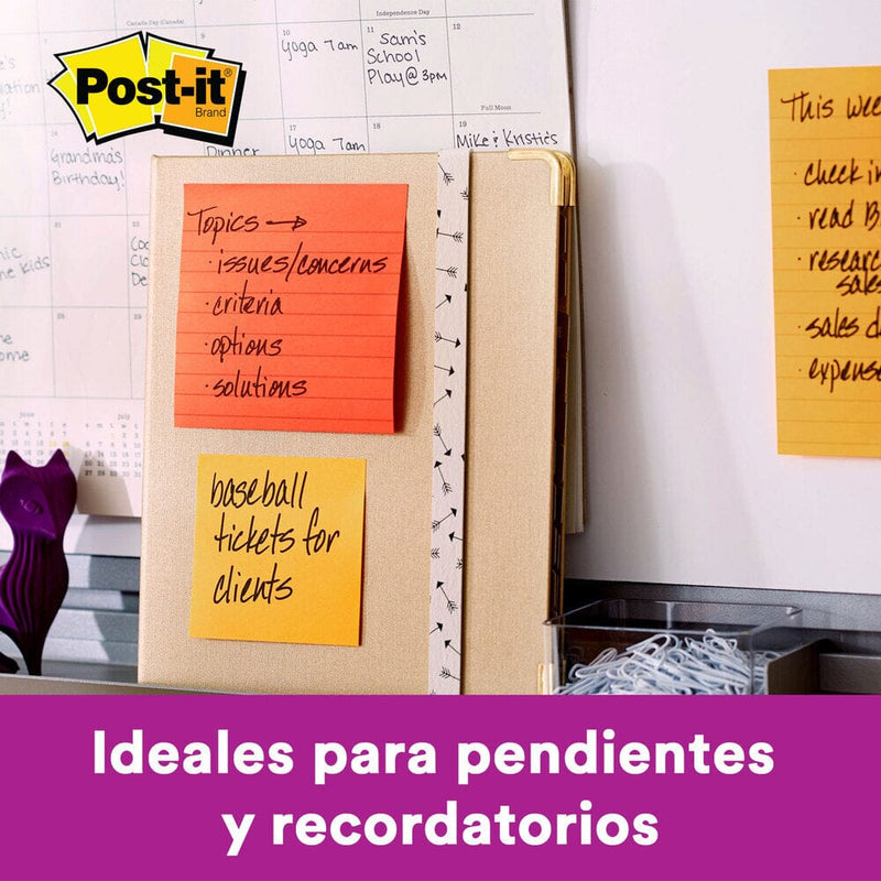Nota Adhesiva 1 Un X 100 Hojas 10 X 10 Cm Super Adhesivas Color Surtido OFICINA Y LIBRERIA 3M 