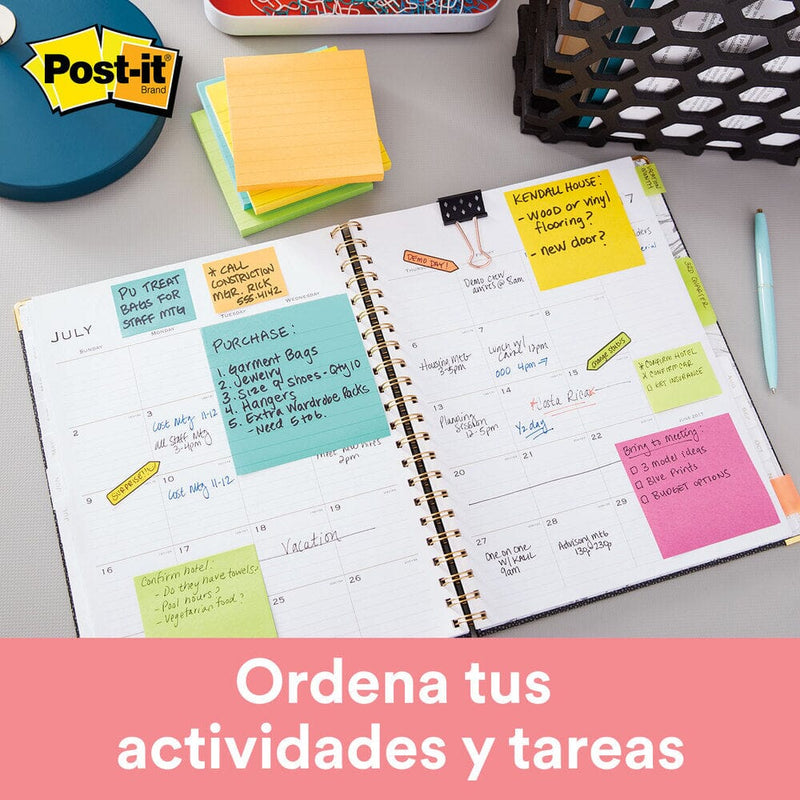 Nota Adhesiva 5 Un X 100 Hojas 7.6 X 7.6 Cm Surtido Ultra Color 654 OFICINA Y LIBRERIA 3M 