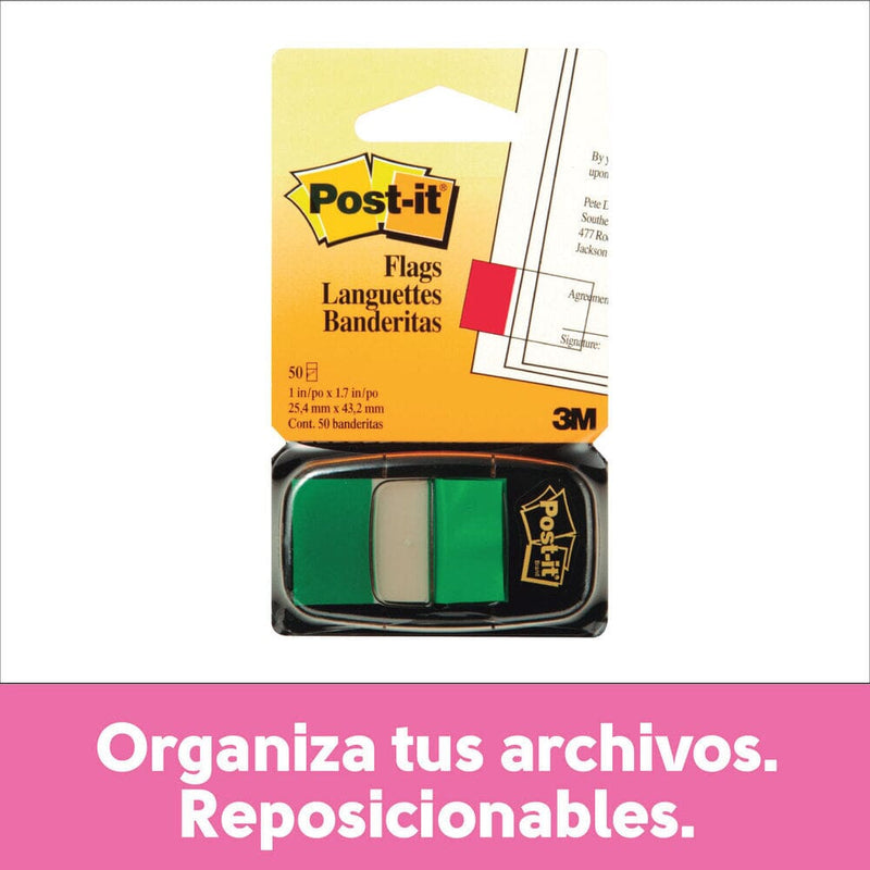 Banderitas Adhesivas 680 Señaladores Verde OFICINA Y LIBRERIA 3M 