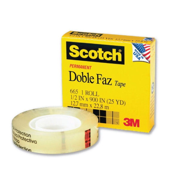 Cinta Doble Contacto 12 Mm 22.8 Mt Transparente OFICINA Y LIBRERIA 3M 