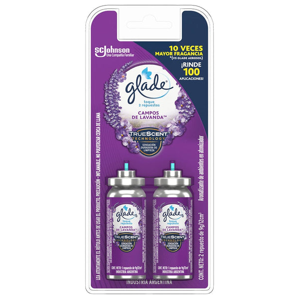Desodorante Ambiental Aerosol Toque 2X9 gr Repuesto Lavanda GLADE 