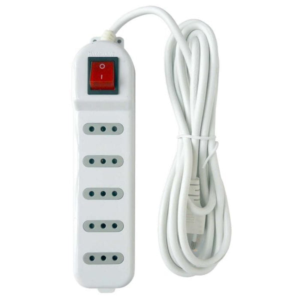 Alargador Eléctrico 5 Posiciones Con Switch 3 Mt Blanco TECNOLOGÍA MACROTEL 