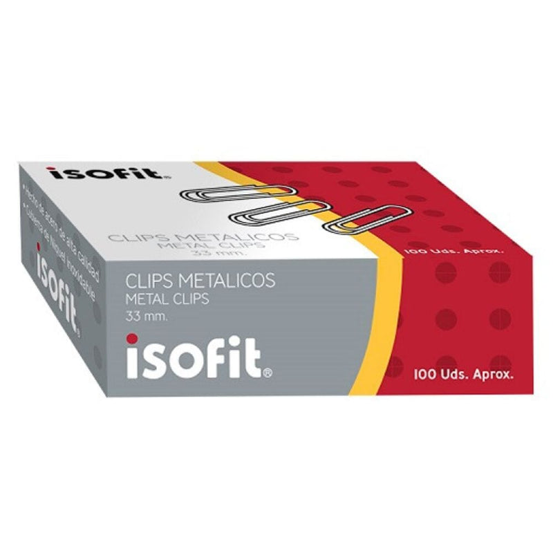 Clips Redondo Metal 33 Mm 100 Unidades OFICINA Y LIBRERIA ISOFIT 