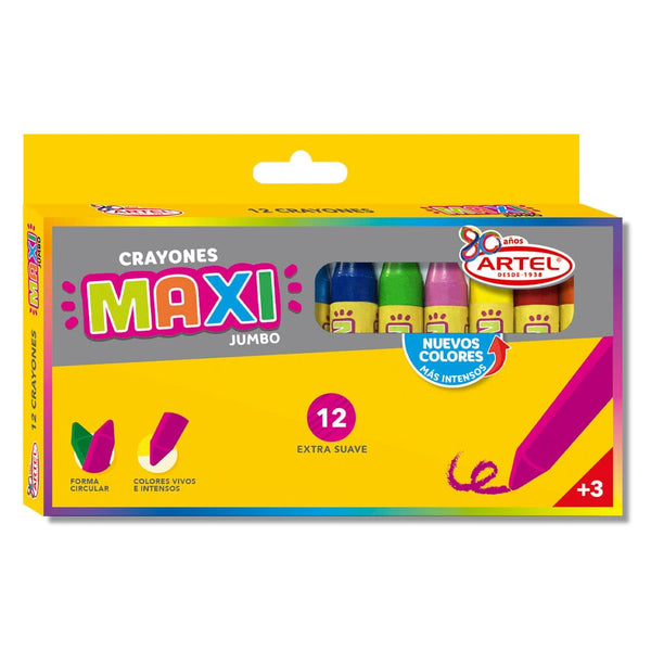 Lápiz Cera Corto Jumbo 12 Colores OFICINA Y LIBRERIA ARTEL 