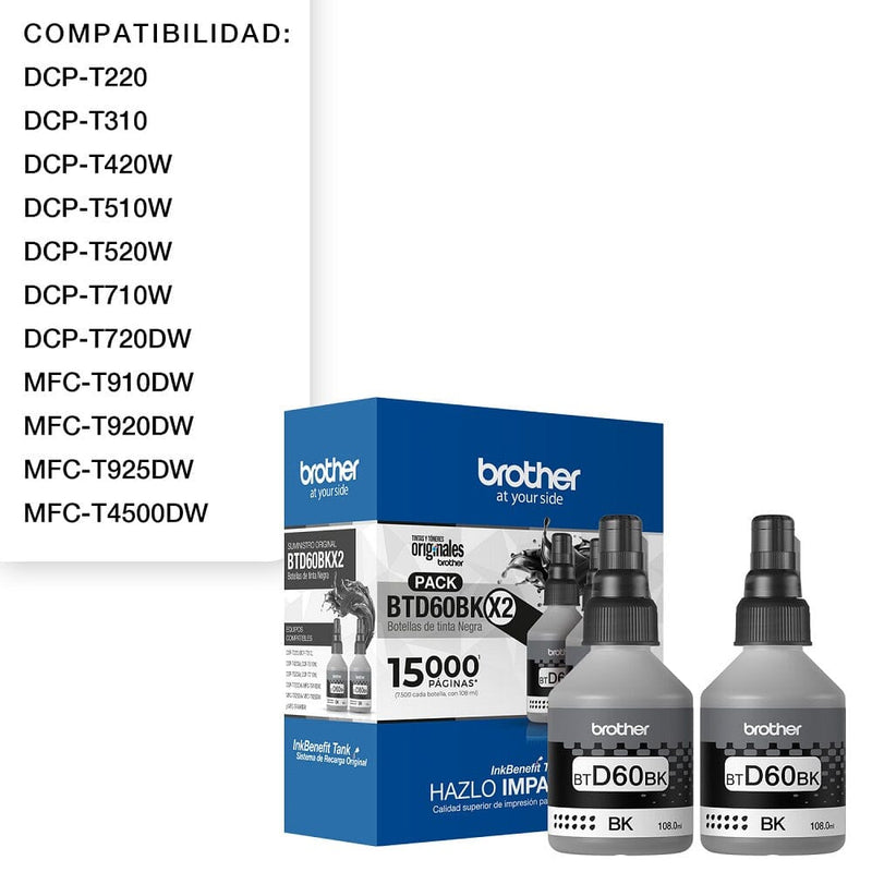Pack 2 Botellas Negras Btd60Bk TECNOLOGÍA BROTHER 