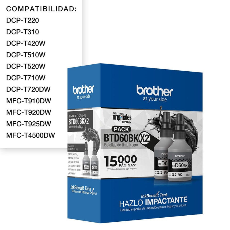 Pack 2 Botellas Negras Btd60Bk TECNOLOGÍA BROTHER 