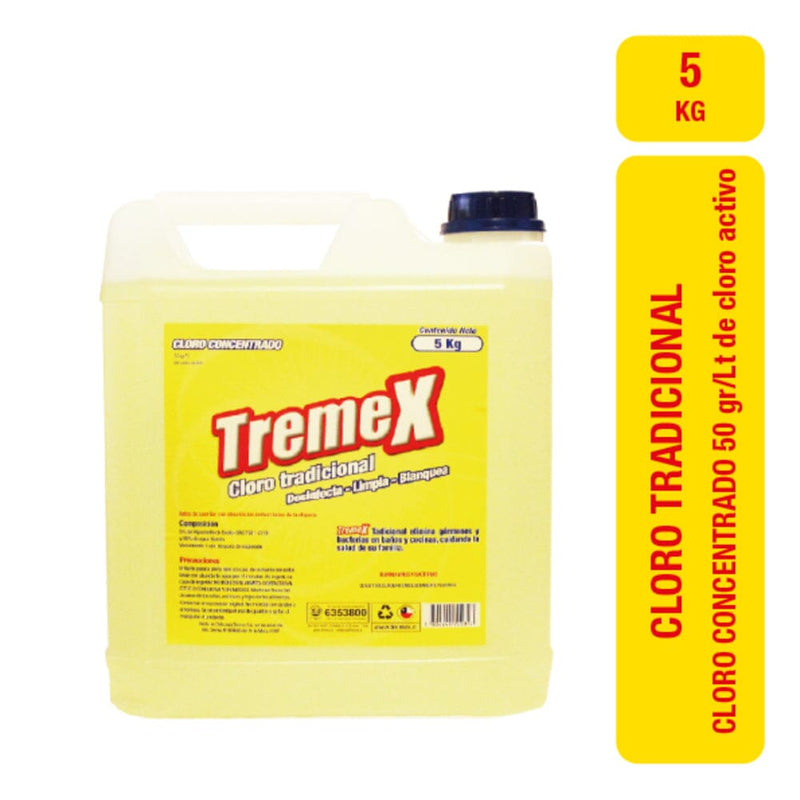 Cloro Concentrado Tradicional 5 Lt ASEO Y LIMPIEZA TREMEX 