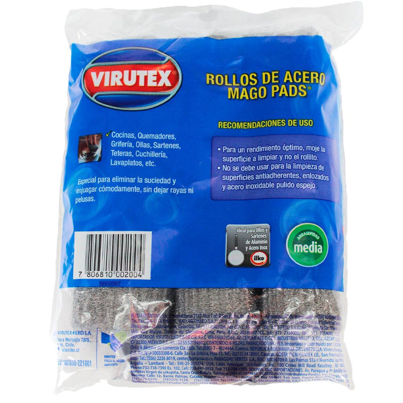 Mago Pads Acero Bolsa Clásica 6 Un ASEO Y LIMPIEZA VIRUTEX 
