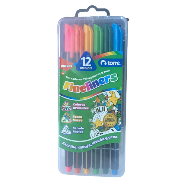 Lápiz Fibra Colores Surtidos 12 Un OFICINA Y LIBRERIA TORRE 