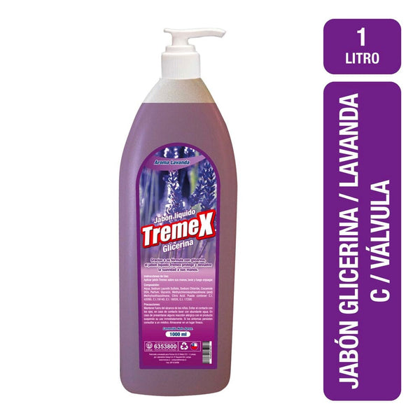 Jabón Liquido Con Válvula Lavanda 1 Lt CUIDADO PERSONAL TREMEX 