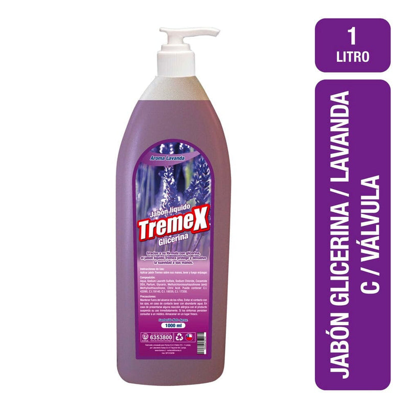 Jabón Liquido Con Válvula Lavanda 1 Lt CUIDADO PERSONAL TREMEX 