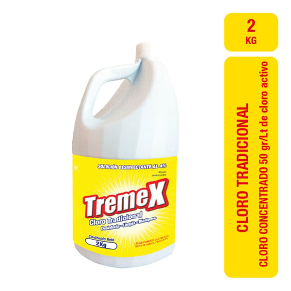 Cloro Concentrado Desinfectante 4% 2 Lt ASEO Y LIMPIEZA TREMEX 
