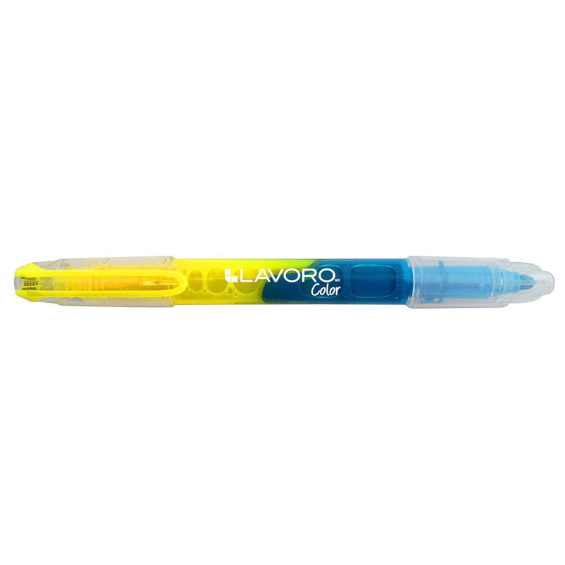 Destacador Doble Punta Biselada Amarillo/Celeste OFICINA Y LIBRERIA LAVORO 