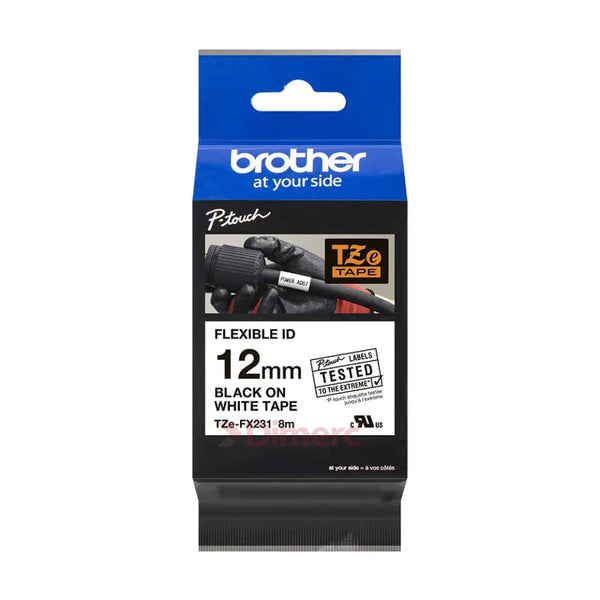 Cinta Tze-Fx231 Negro/Blanco 12mm TECNOLOGÍA BROTHER 