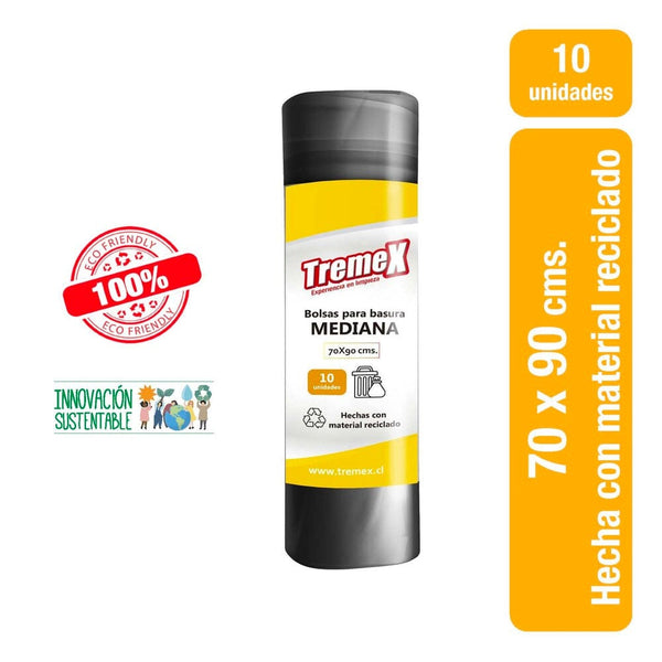 Bolsa De Basura Ecoactiva 70 X 90 Rollo 10 Un ASEO Y LIMPIEZA TREMEX 