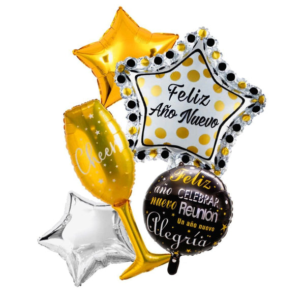 Set 5 Globo Feliz Año Nuevo X 1 Un FIESTAMANIA 
