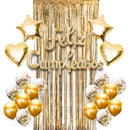 Set Cortina/Globo Feliz Cumpleaños. Dorado X1 FECO 