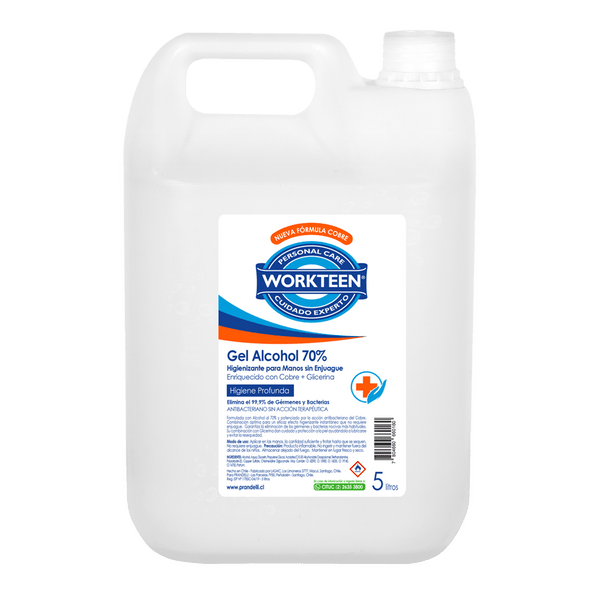 Alcohol Plus 70 Con Cobre Bidon 5 Lt WORKTEEN 