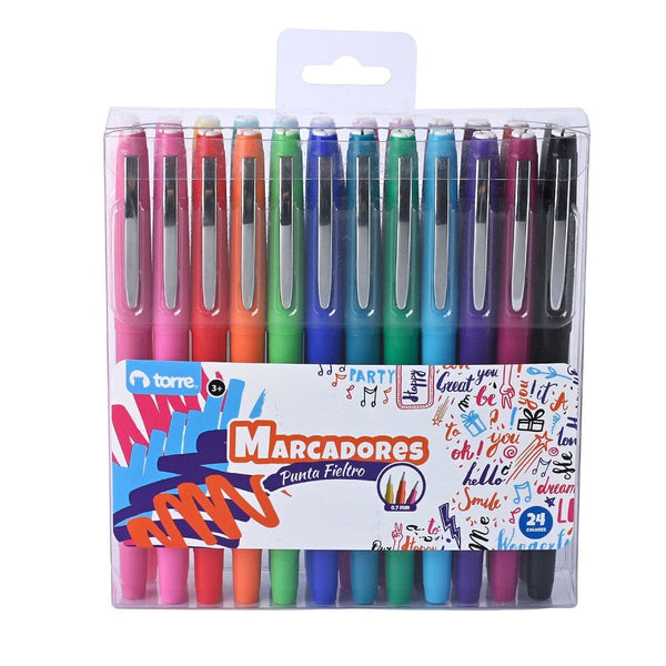 Marcadores Punta Fielt 0.7 Mm 24 Colores TORRE 