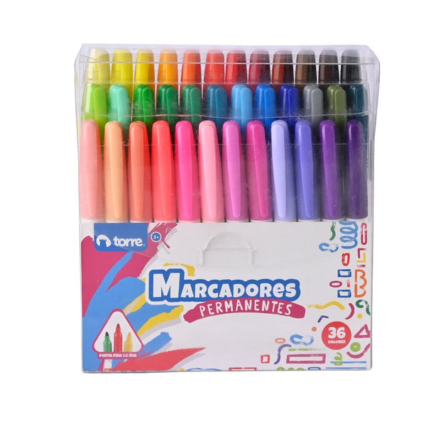Set Marcadores Permanentes 36 Colores TORRE 