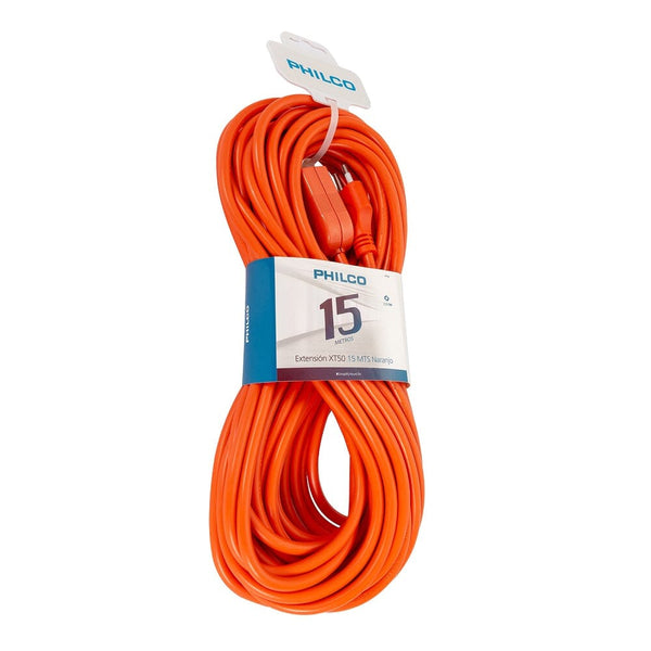 Alargador Electrico Simple Naranjo 15 Mt PHILCO 